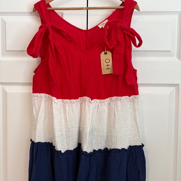 Ott Tops - Ott Red White & Blue Gauze Top 3X